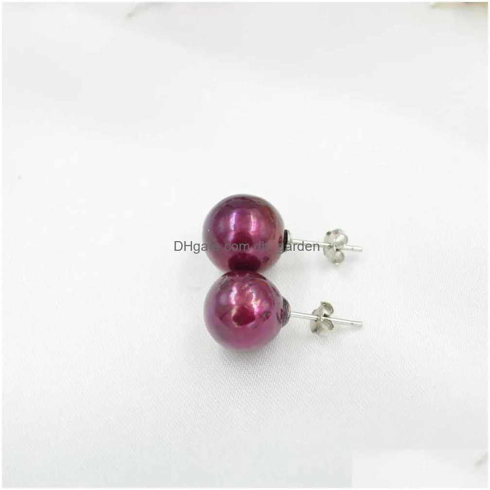 handmade stud pearls sterling silver s925 1011 mm edison 11 colors for choose colorful earrings