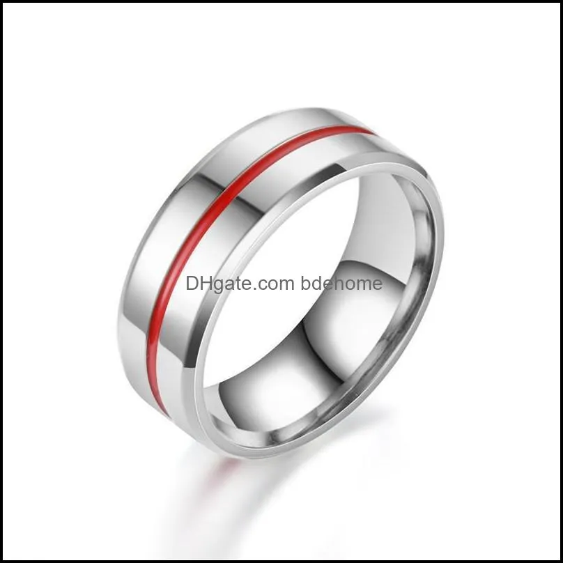 stainless steel couple ring black blue groove wedding promise ring for women men finger jewelry gifts