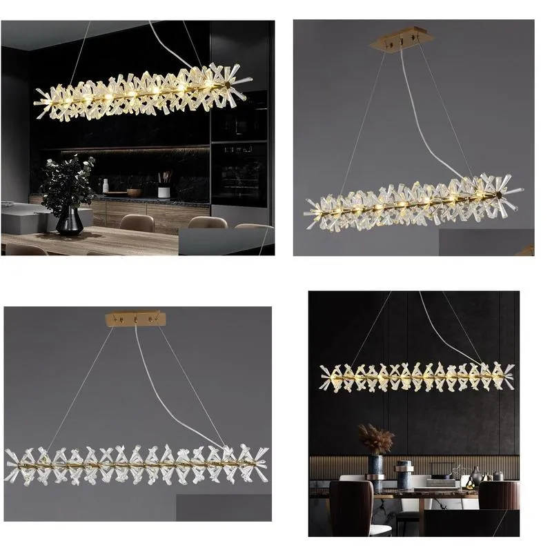 luxury modern chandelier lighting for dining room led crystal lamp kitchen island decor lustres de cristal