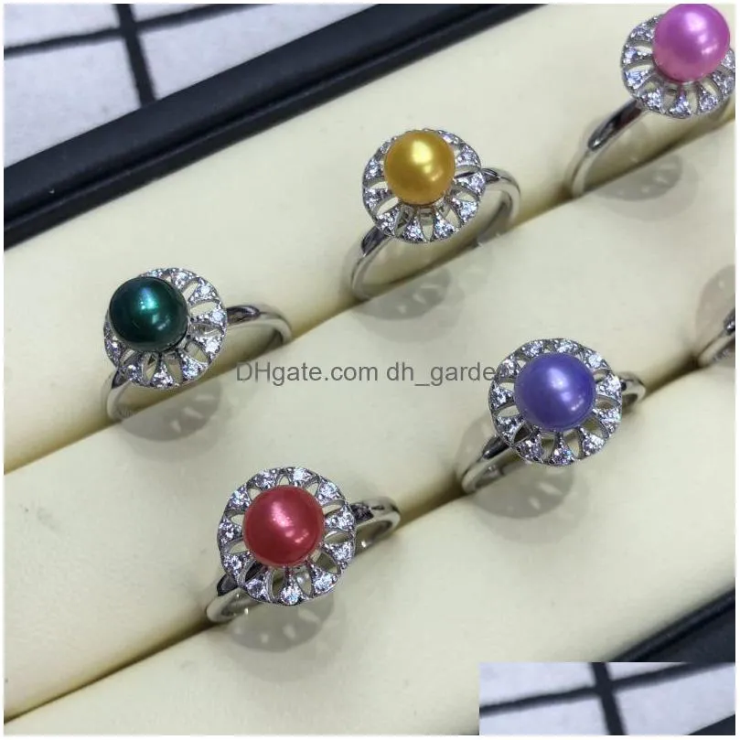 wholesale handmade high quality sterling silver spinner ring with 67 mm pearl adjustable for your pearl oyster party shipping