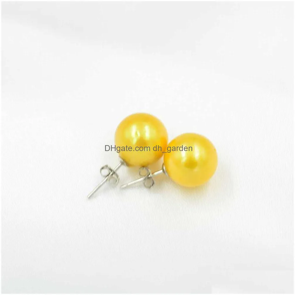 handmade jewelry 1011mm edison pearl earrings stud 925 sterling silver earrings for wedding party blue/red/yellow shipping