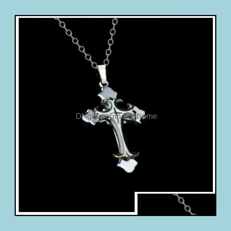 pretty cross pendant necklace vintage classic punk statement necklaces hip hop jewelry long chain necklace