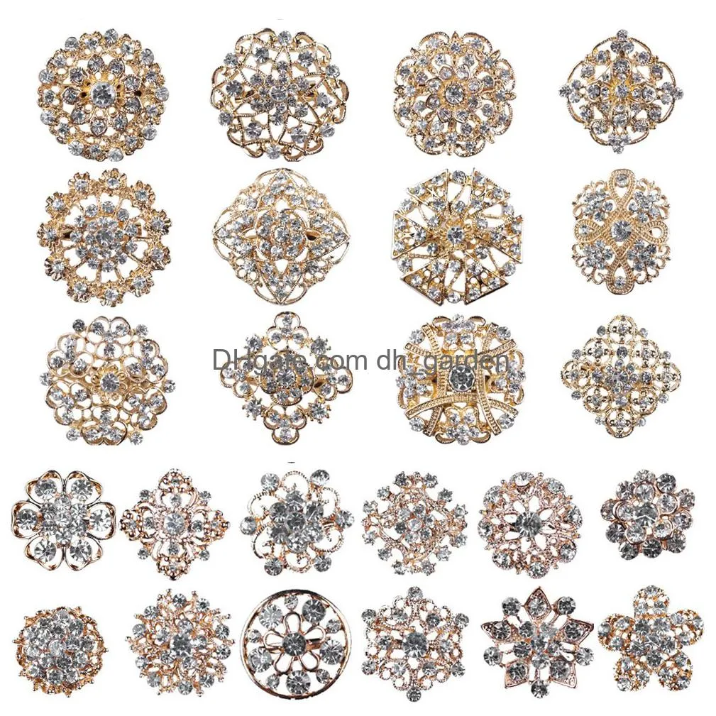 meedoz womens lot crystal rhinestone marquise teardrop flower brooch pin set for diy bridal wedding bouquet kit