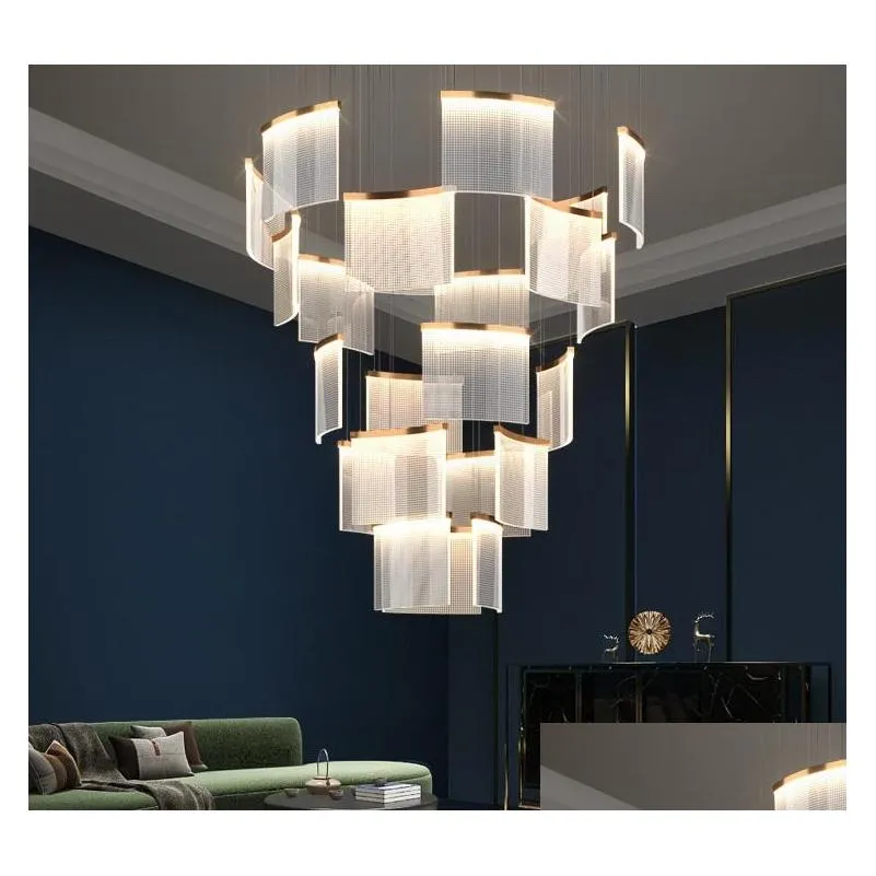 attic large chandelier lamp simple modern el lobby lighting nordic staircase villa hollow light luxury living room