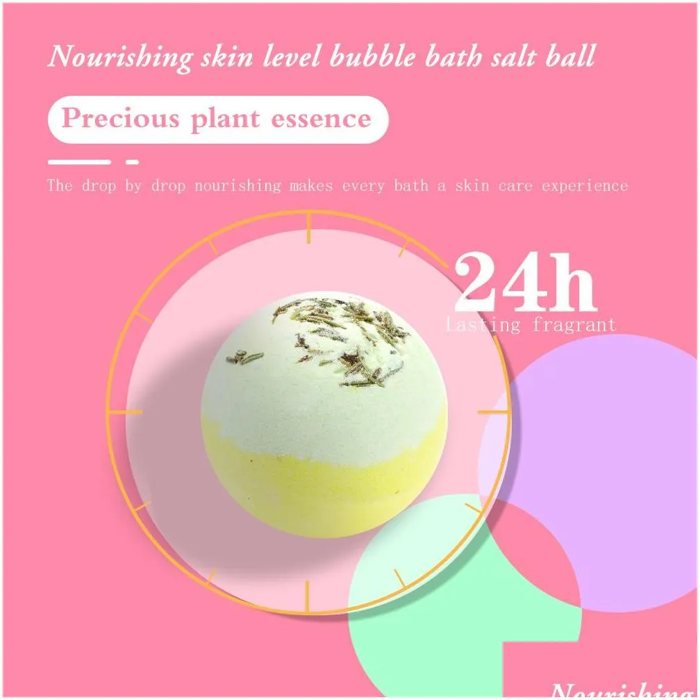 bubble bath bomb with dry flower explosion natural floral  oils bathbombs fizzers shower steamers bathing deep sea salt ball