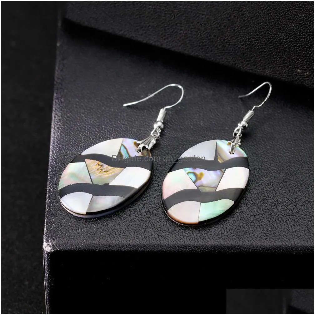 wholesale abalone earrings geometric shell earrings dangle rhombic colorful unique charms women jewelry decoration es1d026 