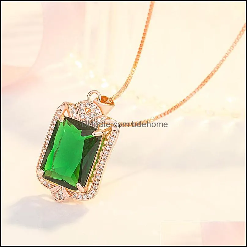 luxury green tourmaline pendant necklace brazilian natural emerald pendant 18k rose gold emerald necklace jewelry gift