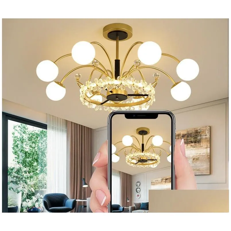 led golden luxury living room chandelier lighting nordic modern minimalist bedroom dining glass crystal