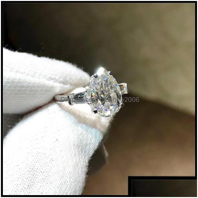 solitaire ring jewelryreal 925 sterling sier created moissanite rings for women eternal engagement pear shaped cut diamond otgap