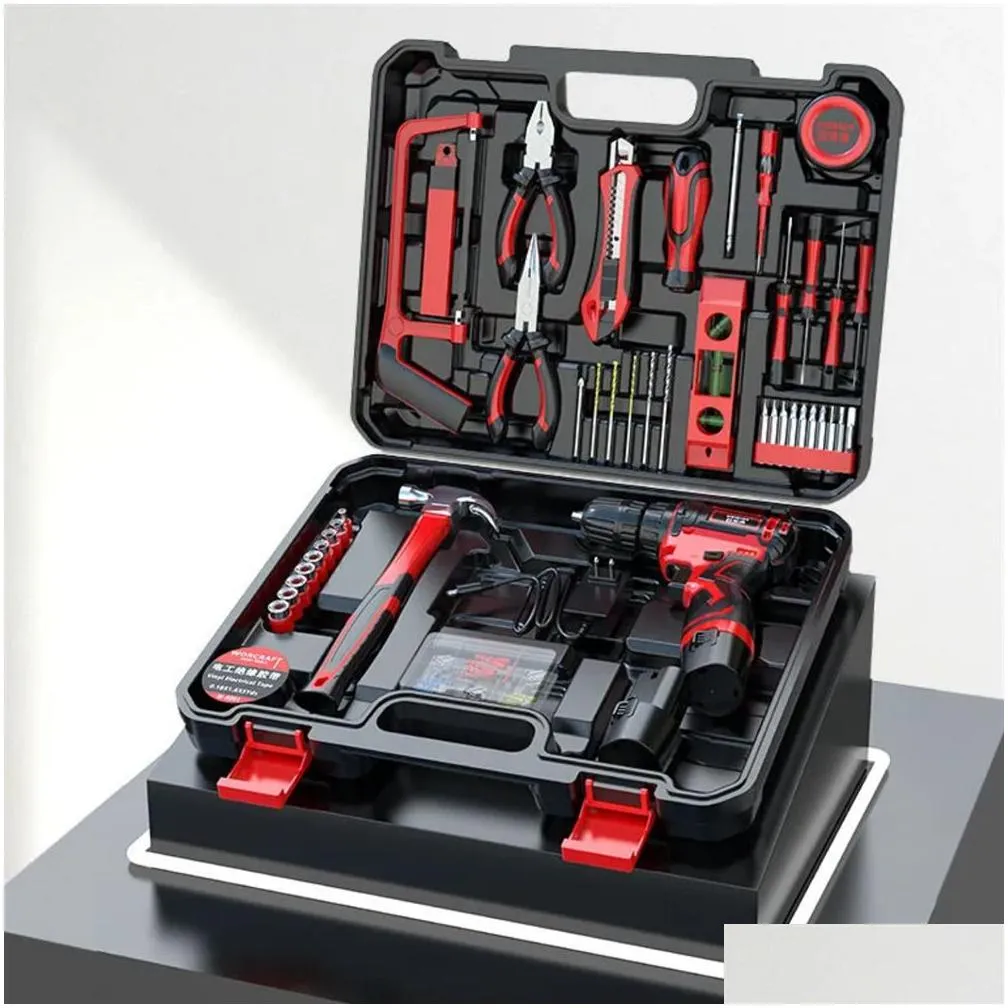 electric drill drill hand tool set hardware electrician maintenance multifunctional toolbox metal wall plate 220930