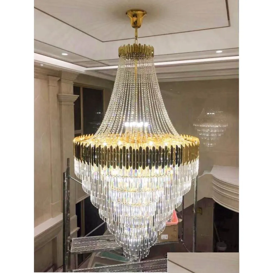 large crystal chandelier in duplex building luxury el lobby engineering villa living room hollow