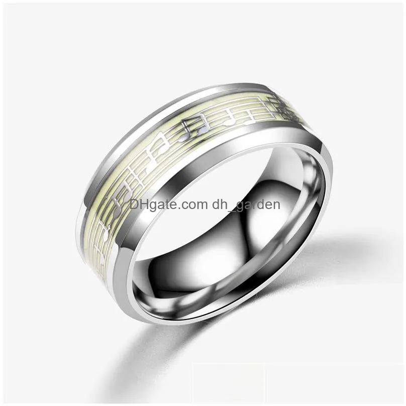 8mm titanium steel new luminous buddhist ring popular jewelry fluorescent band rings designer wholesale