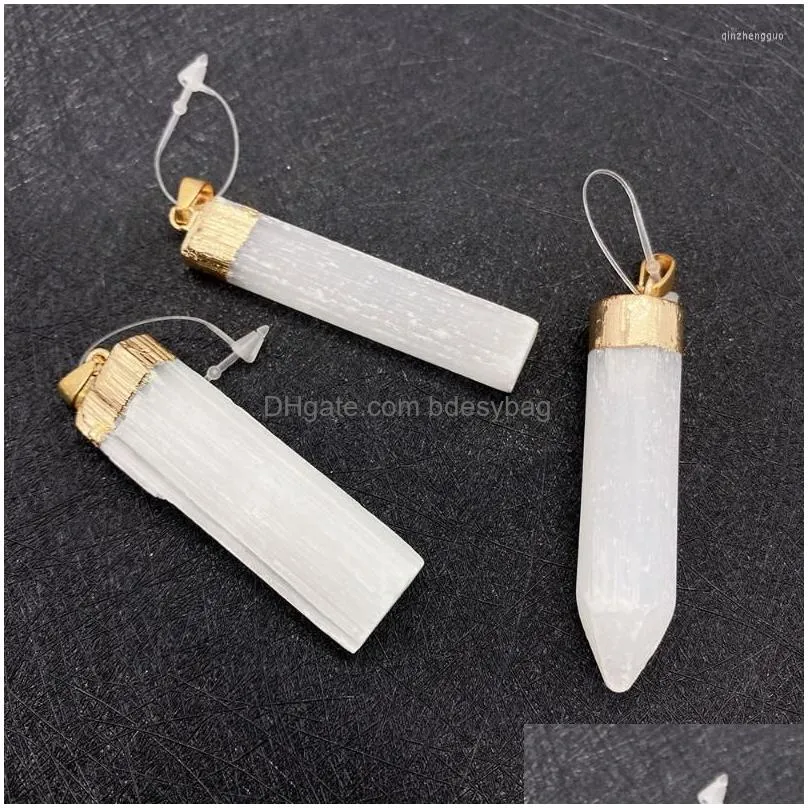 charms 1pc natural stone gold plated crystal necklace pendant 1555mm cube white charm jewelry diy earring accessories