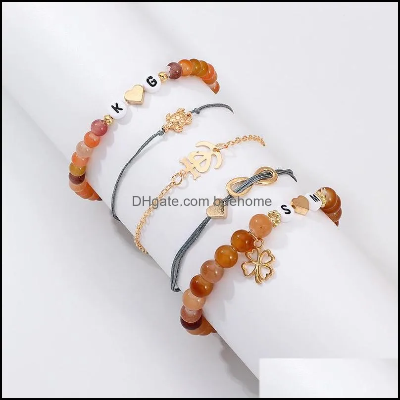 bracelets sets fashion letters shell bracelet 5 piece set combination jewelry creative acrylic beads bracelets