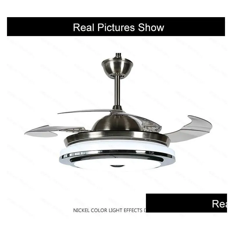 modern invisible fan lights acrylic leaf led ceiling fans 110v / 220v wireless control ceiling fan light