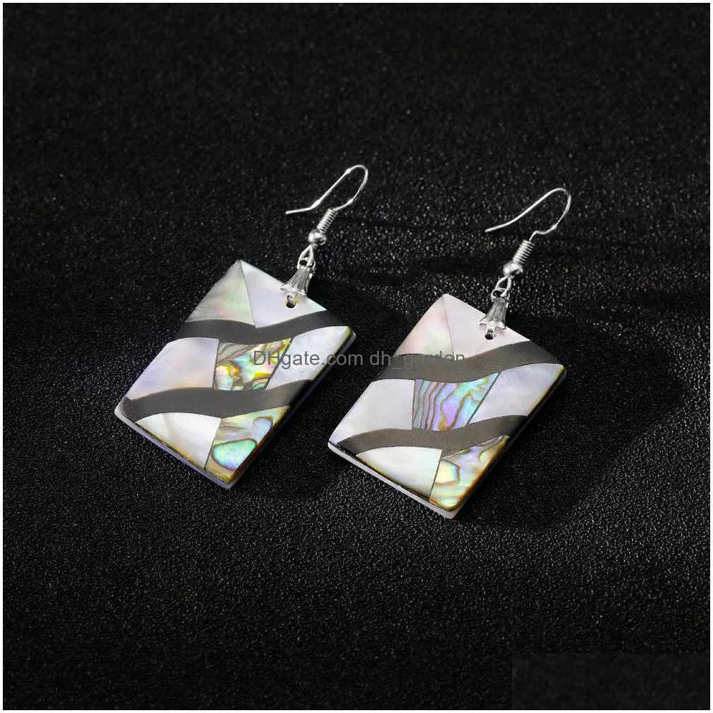 wholesale abalone earrings geometric shell earrings dangle fashion colorful unique charms women jewelry decoration es1d023 