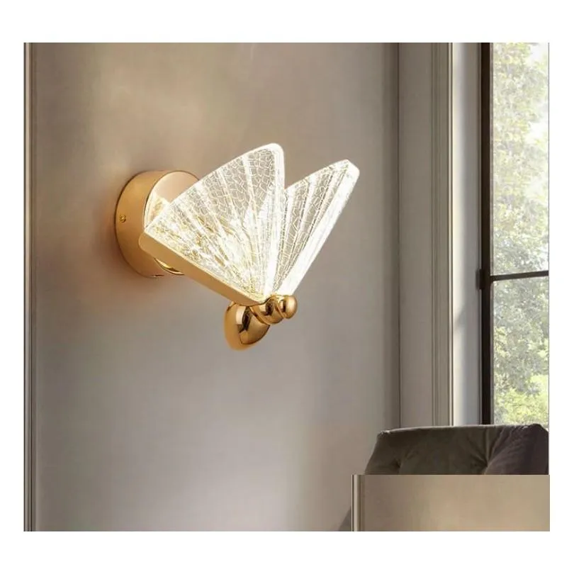 butterfly wall lamp nordic modern minimalist luxury staircase bedside bedroom background aisle lighting decoration