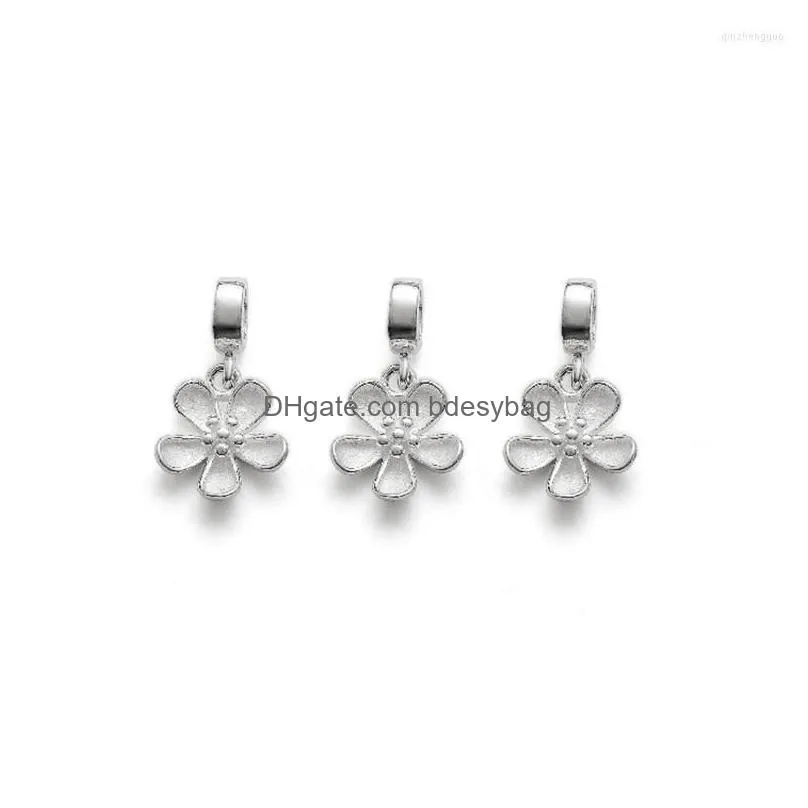 charms flower pendant s925 sterling silver jewelry accessories handmade diy string beads material