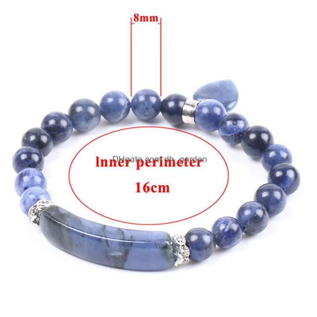 wholesale natural energy amethyst handstring stone bead bracelet with love heart lifting elastic jewelry of womens gemstone bracelet