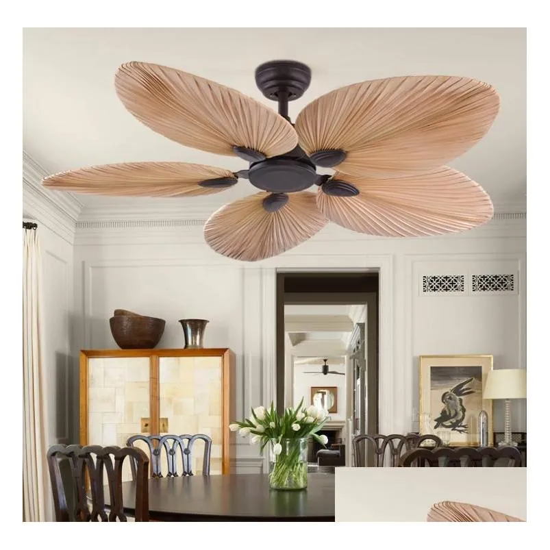 manufacture factory price natural breeze palm leaf fan blades 220v remote control ceiling living room