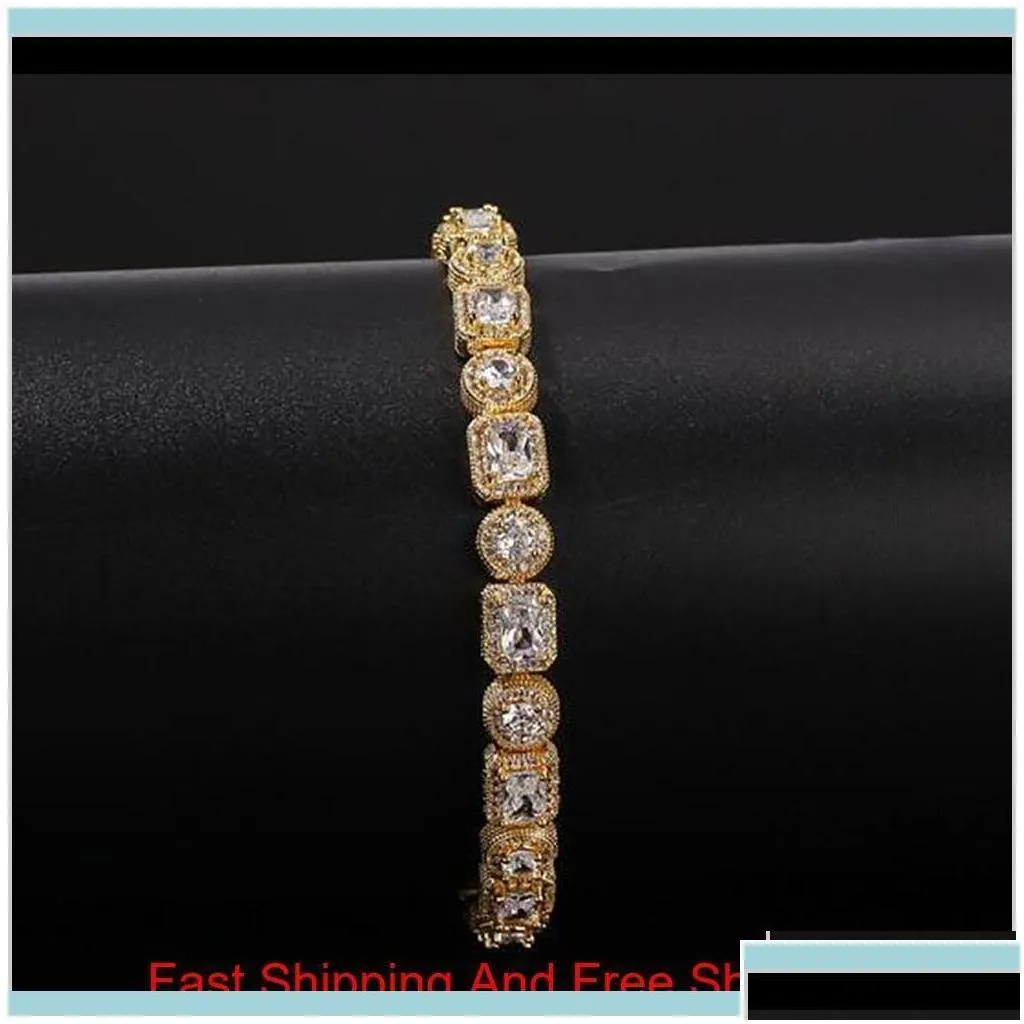 tennis bracelets jewelrymen square round mixed diamonds bling tenns bracelet gold sier 8inch 8mm simulate dimonds bangles braceles r0vkj