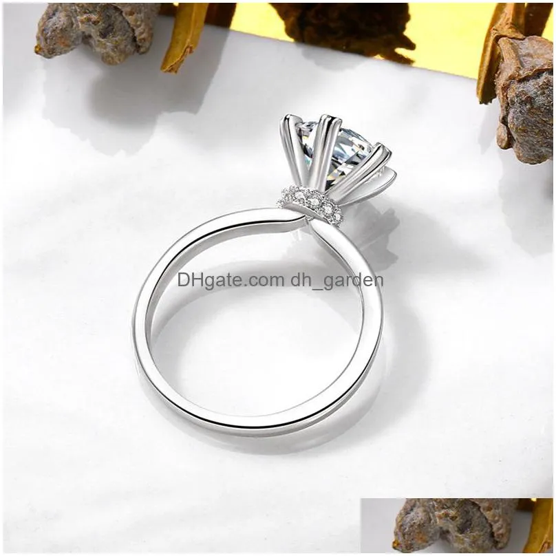 wholesale sterling silver ring cubic zirconia cz diamond anniversary wedding engagement ring for women rings shipping