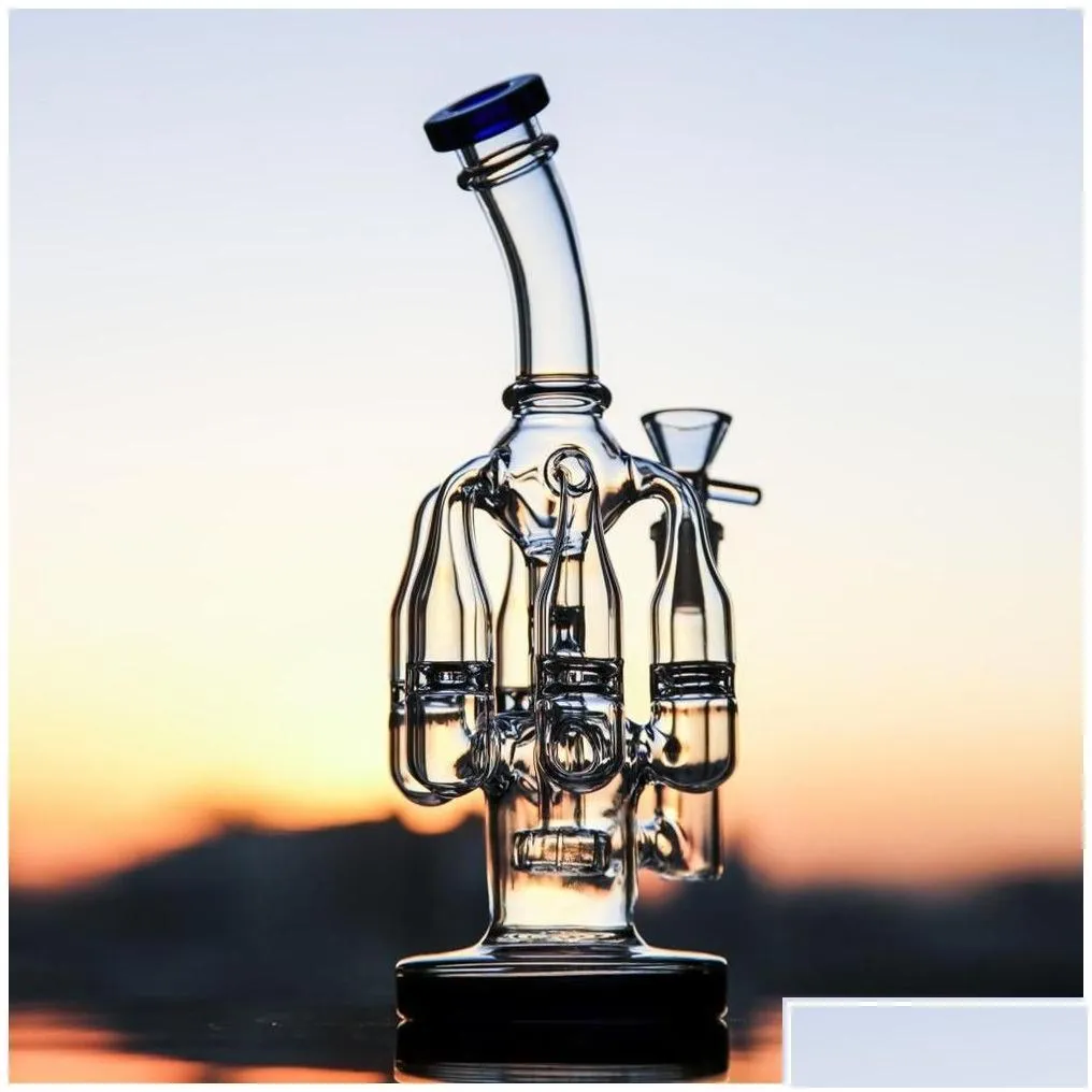 smoking pipes glass hookah bongs with 5 arms chamber recycler perc water pipe dab rig bubbler shisha 14mm joint drop delivery home g