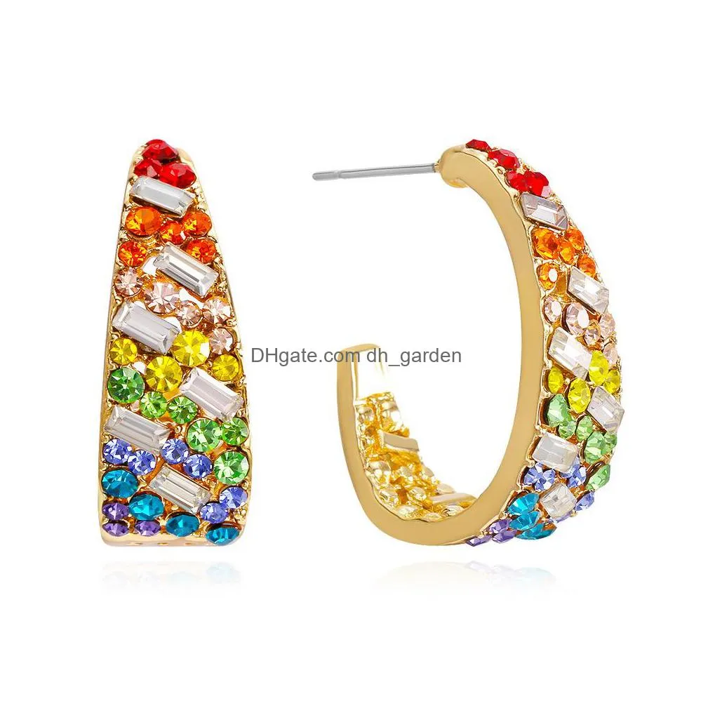 wholesale seven color girls heart inlaid with diamond zircon arrings rainbow color girl students earrings shipping