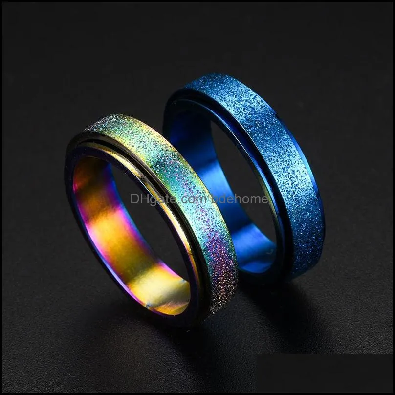 crossborder supply fashion titanium steel ring pearl sand operation jewelry men and women stainless steel ring