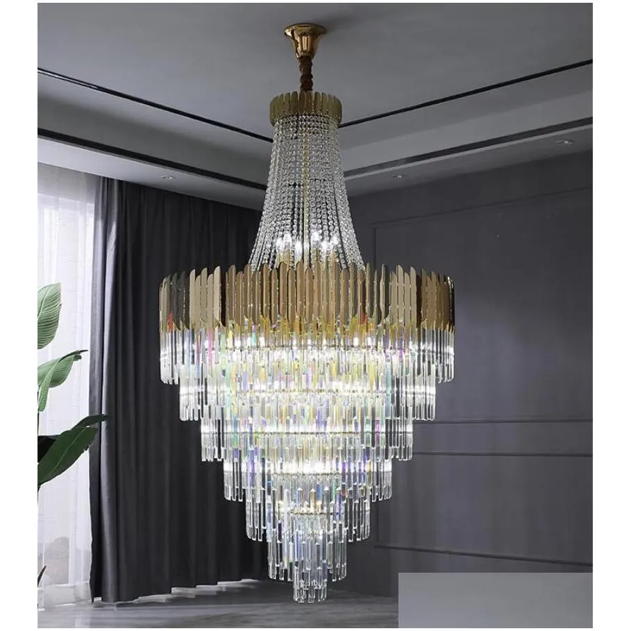 large crystal chandelier in duplex building luxury el lobby engineering villa living room hollow