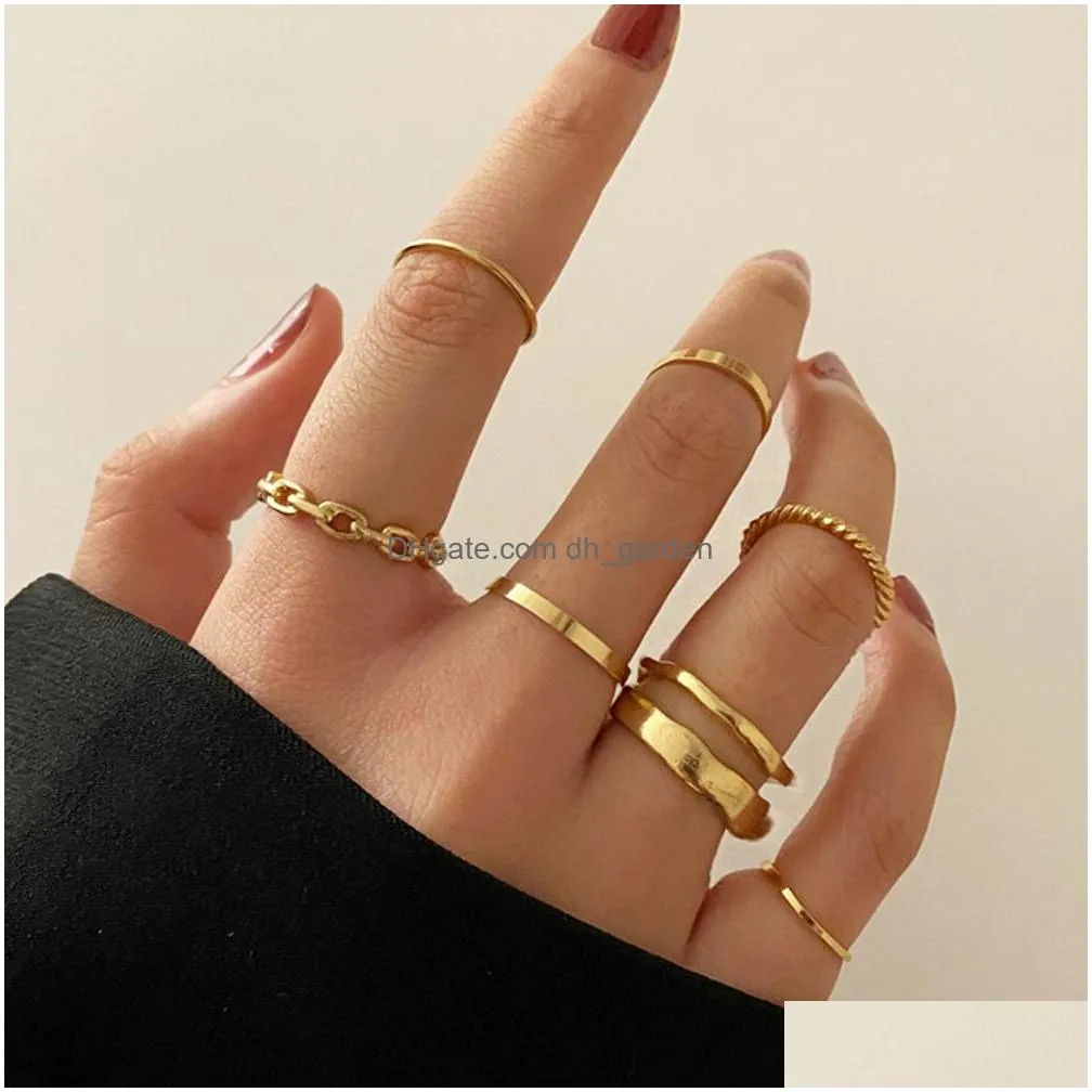 hot selling black joint ring wholesale creative personality simple overlay combination set 7piece ring