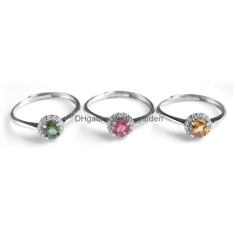 hot selling natural red tourmaline womens ring set with rings s925 sterling silver plated platinum ring tourmaline jzr061