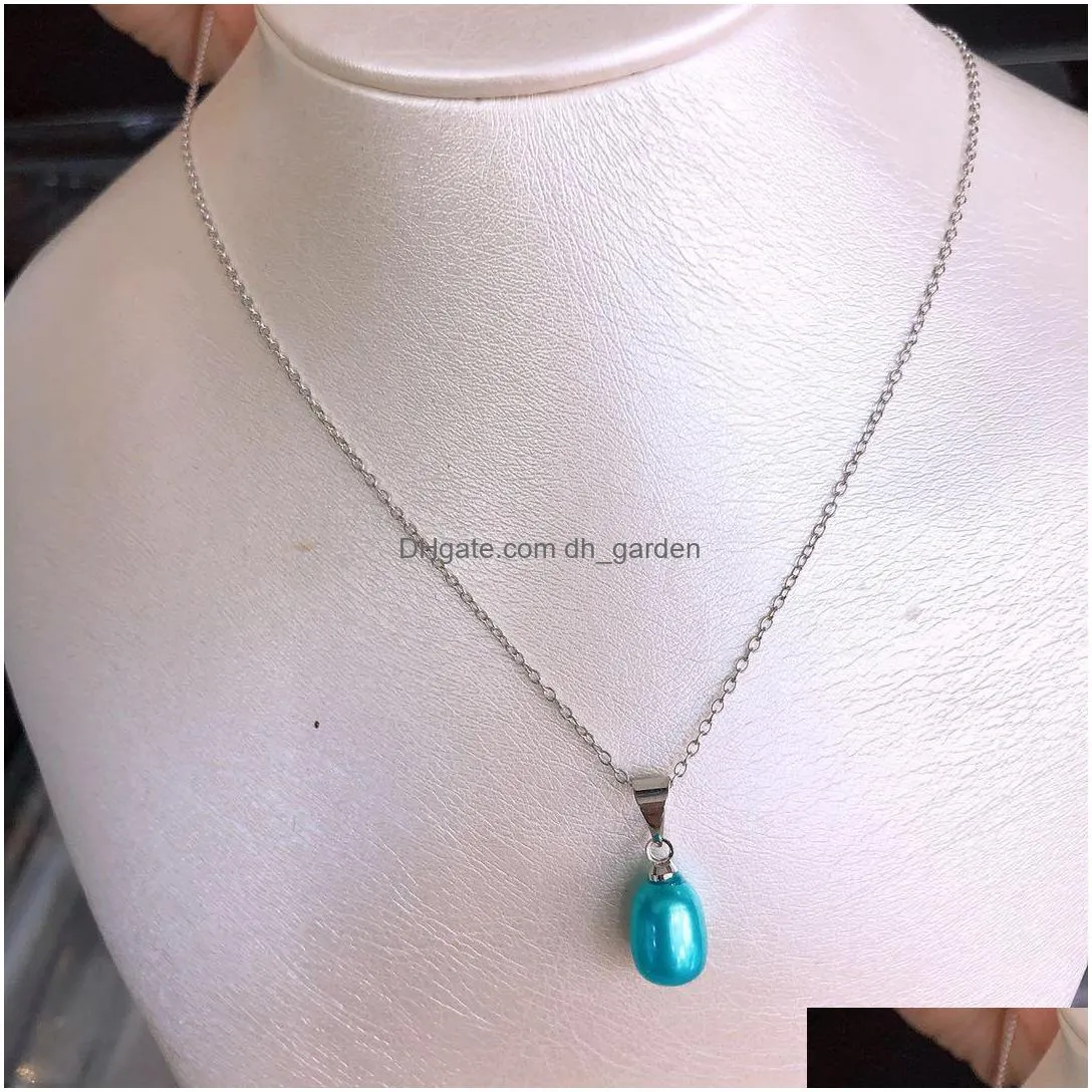 wholesale high quality 78 mm freshwater rice pearls sterling silver drop pendant s925 without chain for jewelry diy xl1c006