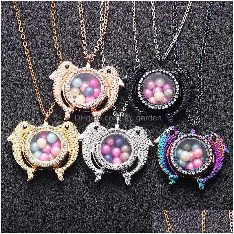 high quality diy color diamond lovers lockets  can open magnet pendant phase box pearl necklace gift