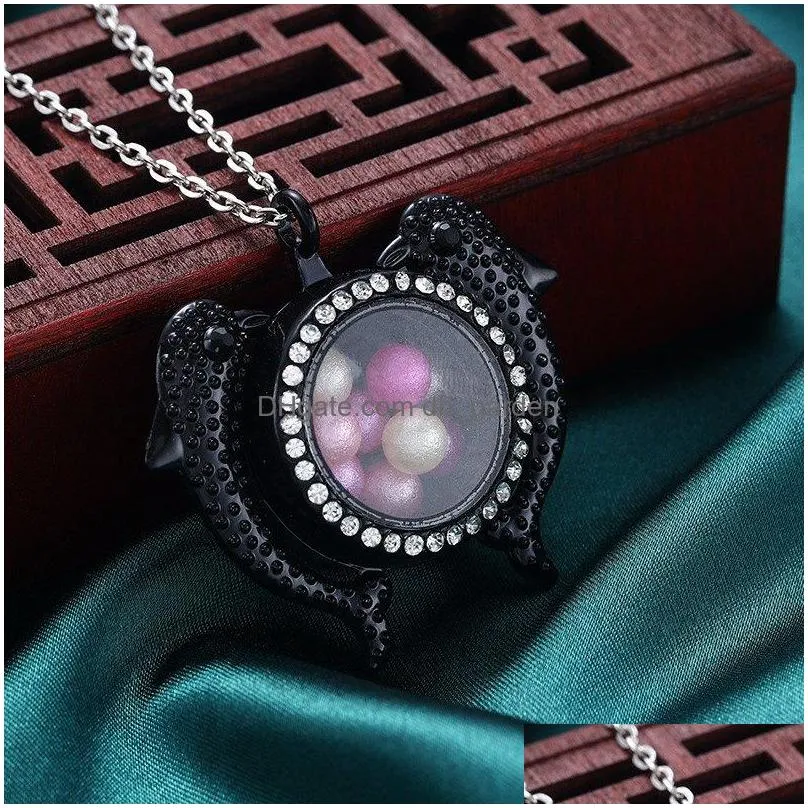 high quality diy color diamond lovers lockets  can open magnet pendant phase box pearl necklace gift
