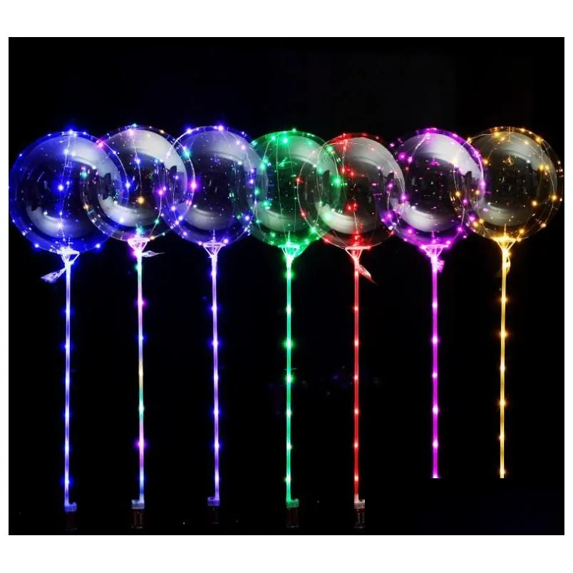 20 inch bobo balloon led light multicolor lighting luminous 70cm pole  30leds night for party balloon wedding holiday decoration