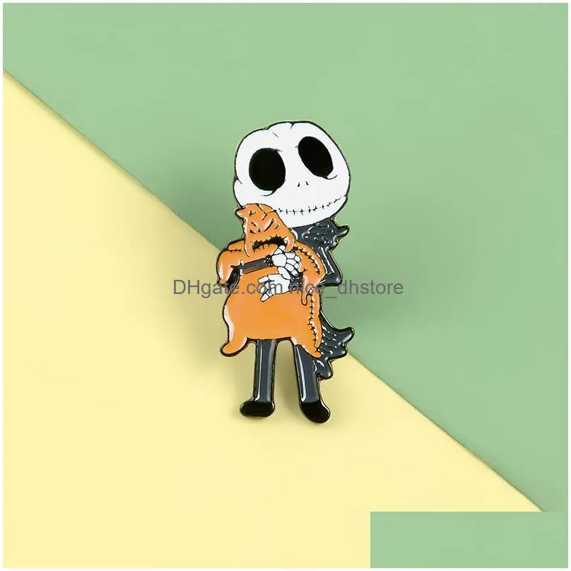 skull ghost vintage cute small funny enamel brooches pins for women demin shirt decor brooch pin metal kawaii badge fashion jewelry