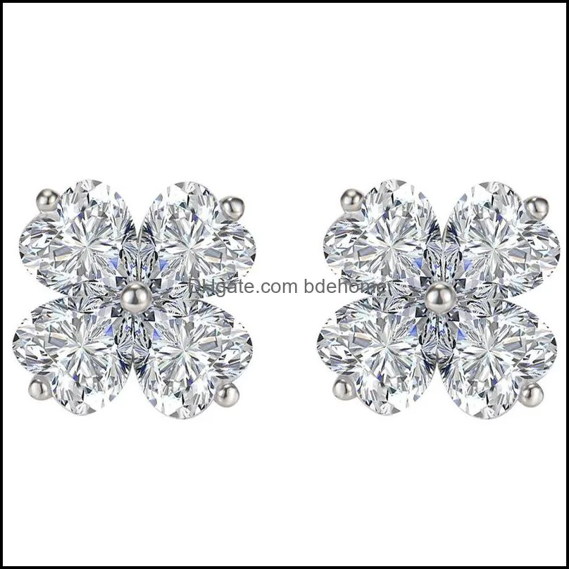 flower silver earrings for woman jewelry fashion brand jewelry lucky stud earrings
