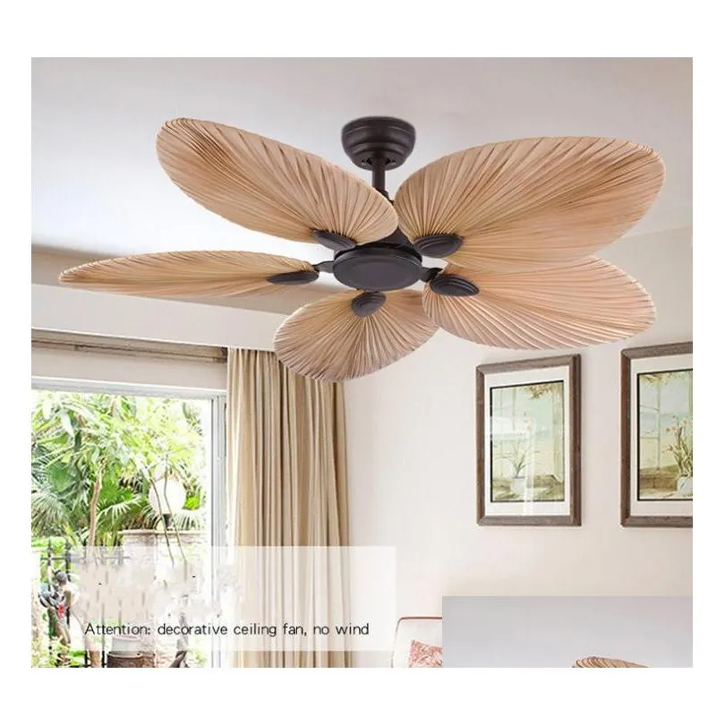 manufacture factory price natural breeze palm leaf fan blades 220v remote control ceiling living room