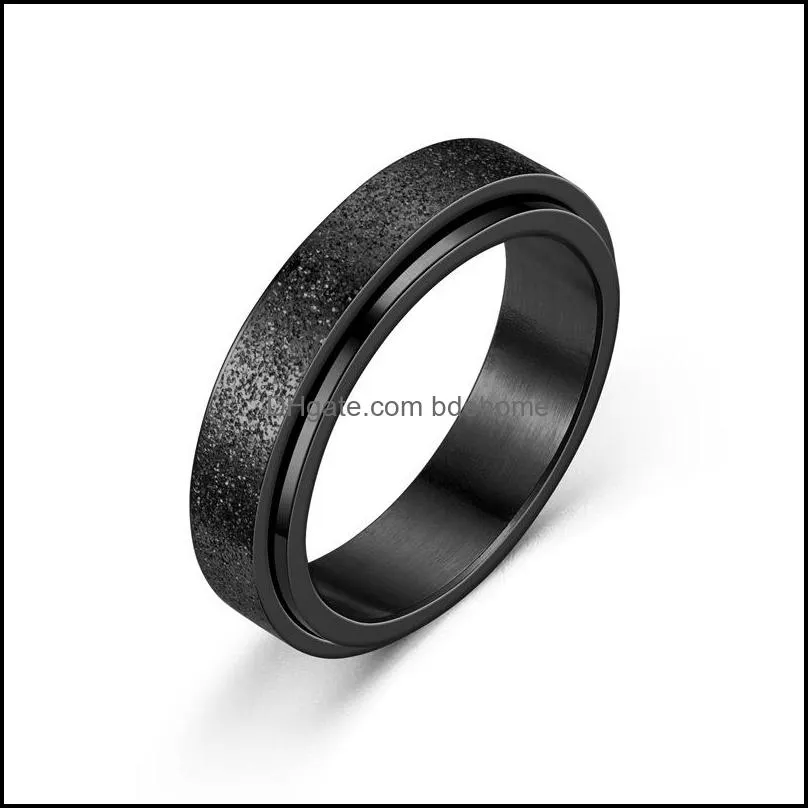 crossborder supply fashion titanium steel ring pearl sand operation jewelry men and women stainless steel ring