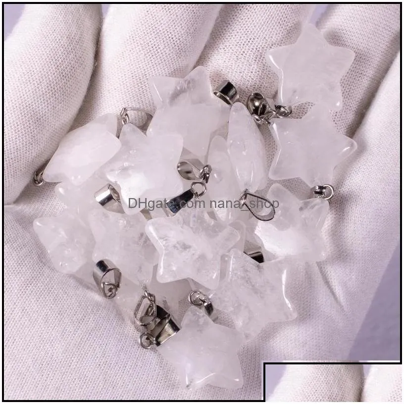 charms natural crystal opal rose quartz tigers eye stone star shape pendant for diy earrings necklace jewelry making nanashop dhybi