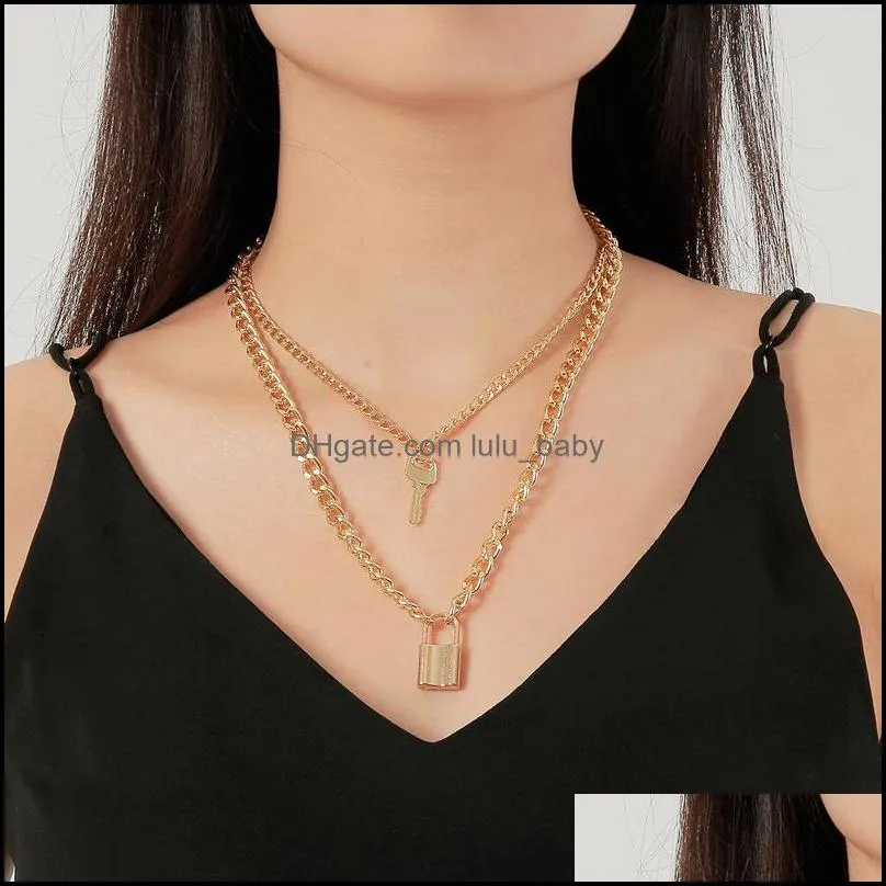 golden chain choker necklace for women fashion punk metal multilayer chain necklace trend female men jewelry