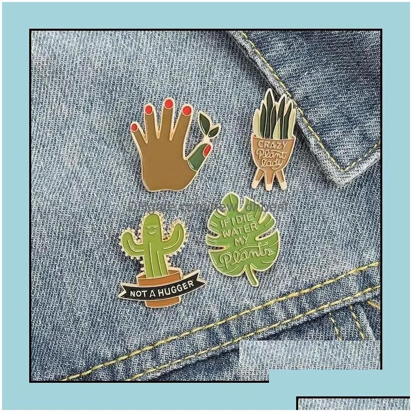pins brooches cute plant green metal brooches pin enamel pins for women men gift fashion jewlery drop delivery jewelry dhet9