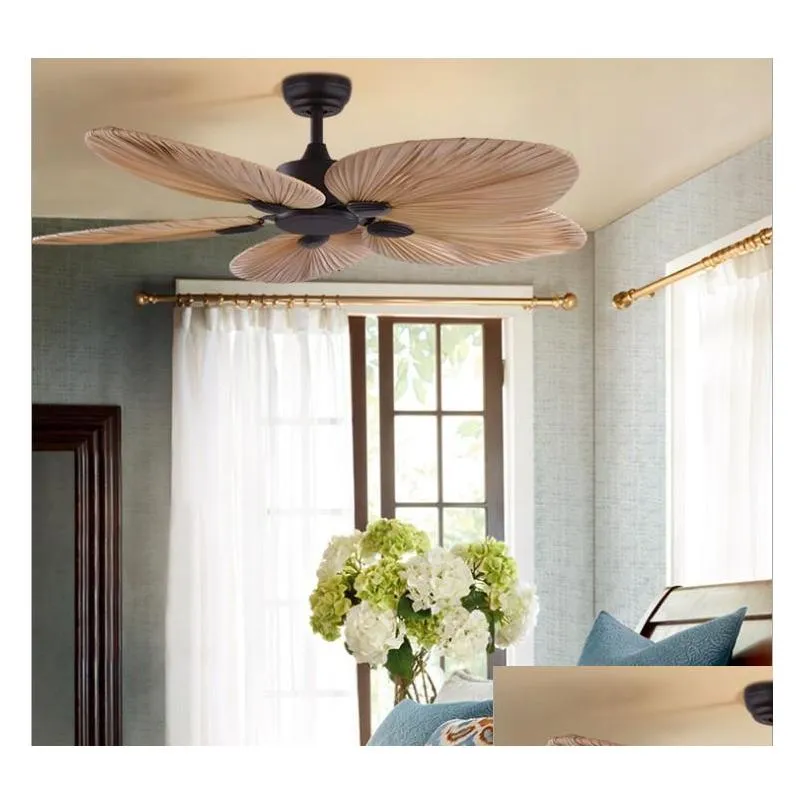 manufacture factory price natural breeze palm leaf fan blades 220v remote control ceiling living room