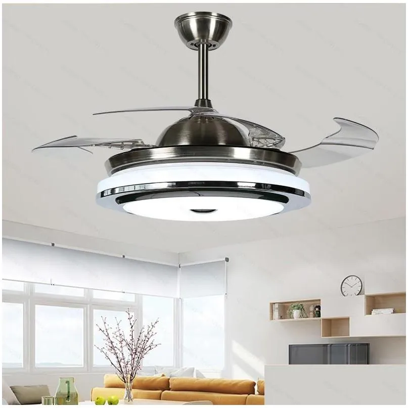 modern invisible fan lights acrylic leaf led ceiling fans 110v / 220v wireless control ceiling fan light