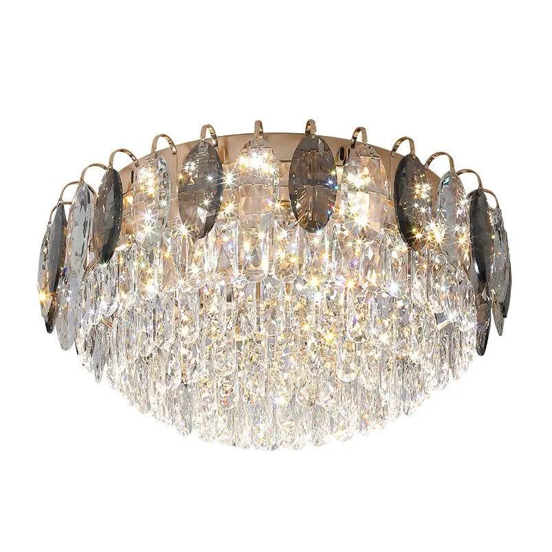 light luxury crystal chandeliers ceiling lamp warm bedroom lamp modern round highend dining room living