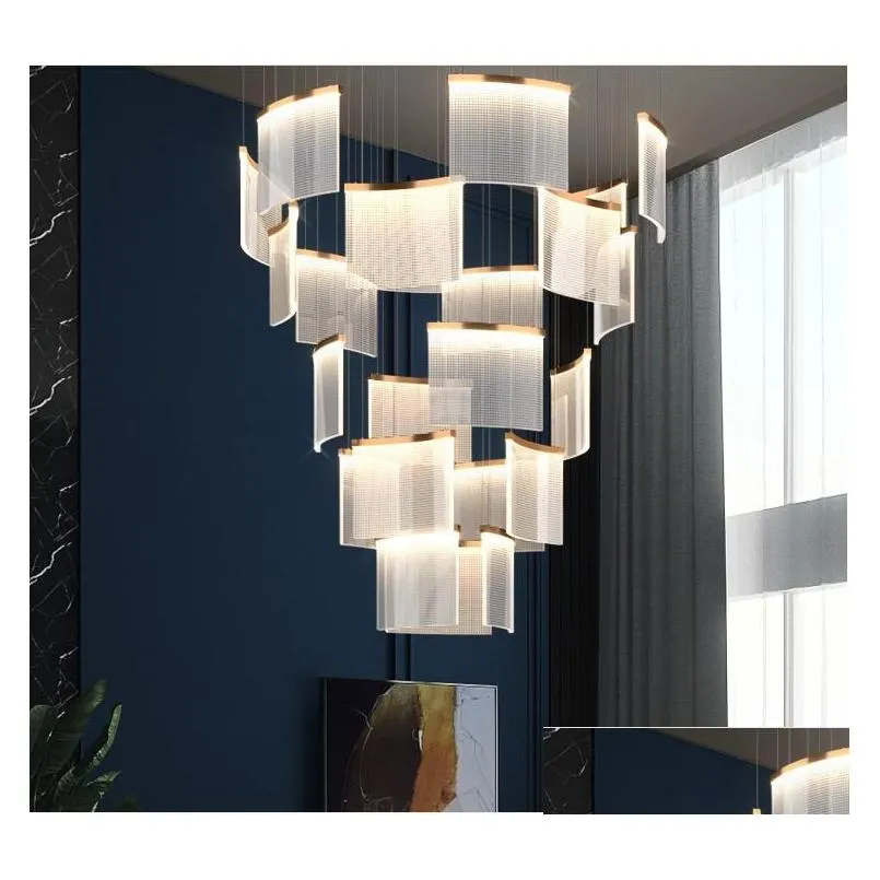 attic large chandelier lamp simple modern el lobby lighting nordic staircase villa hollow light luxury living room