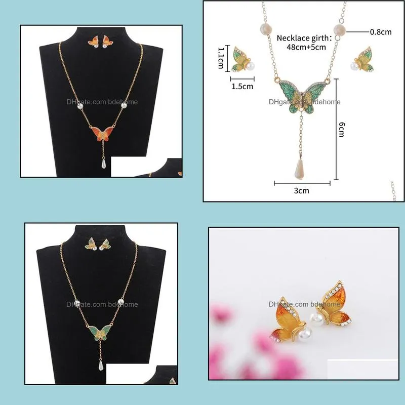 colorful butterfly jewelry sets enamel insect wedding bridal jewelry sets party jewelry set