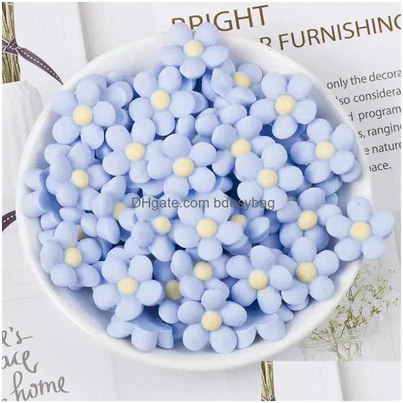 30pcs 18mm mix light colors resin components fivepetal flowers flatback cabochon embellishment accessories diy craft scrapbooking