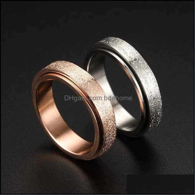 crossborder supply fashion titanium steel ring pearl sand operation jewelry men and women stainless steel ring